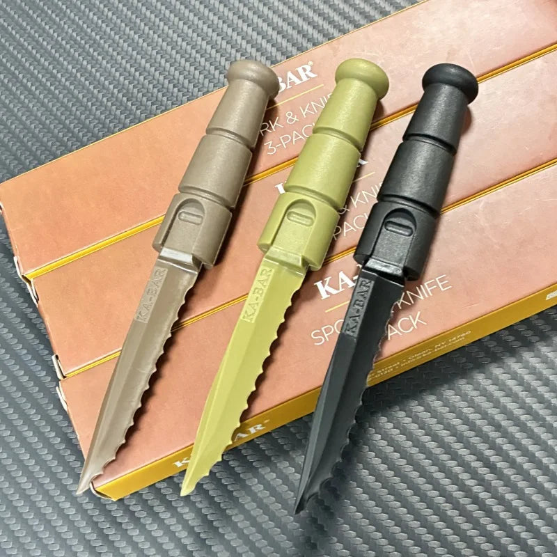 Tactical Mini Cutlery Set EDC Outdoor Multi-Function Tool Fork Spoon Knife Combo Camping Hiking Essential Gear