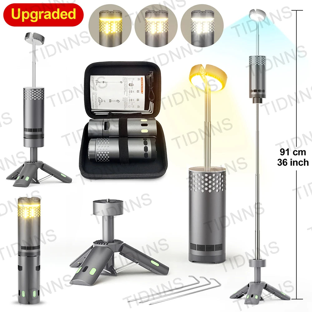 10000mAh Camping Light USB Rechargeable LED Emergency Lamp Outdoor Portable Lanterns with Magnetic Flashlight for BBQ Tents