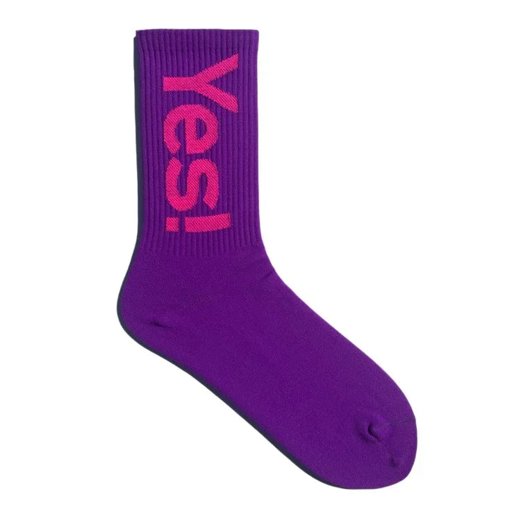 CHUANGERM Men Women Yes Mid Crew Socks Cycling Hiking Skateboarding Sports Street Fashion Breathable Sock