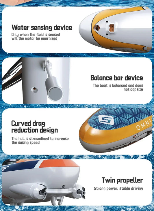 Rc Stunt Boat Remote-Controlled Sailing Boats Racing Dazzling Swing Competitive Balance Kayaking Outdoor Games Water Toys Kids