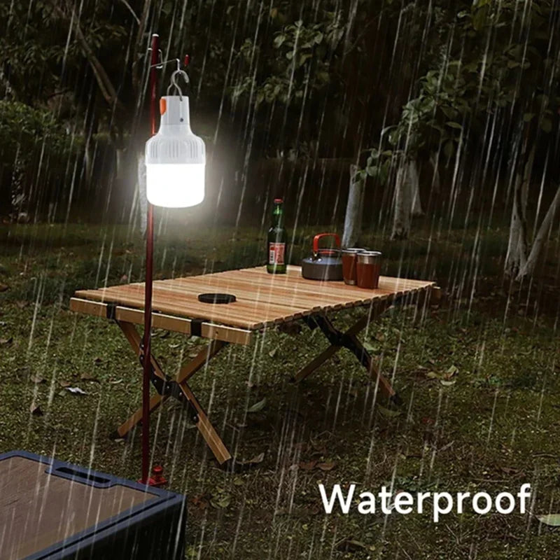 1PC USB Rechargeable 60W LED Camping Light Bulb Hanging Hook Emergency Lantern Portable Tent Lamp Outdoor Camping Night Market