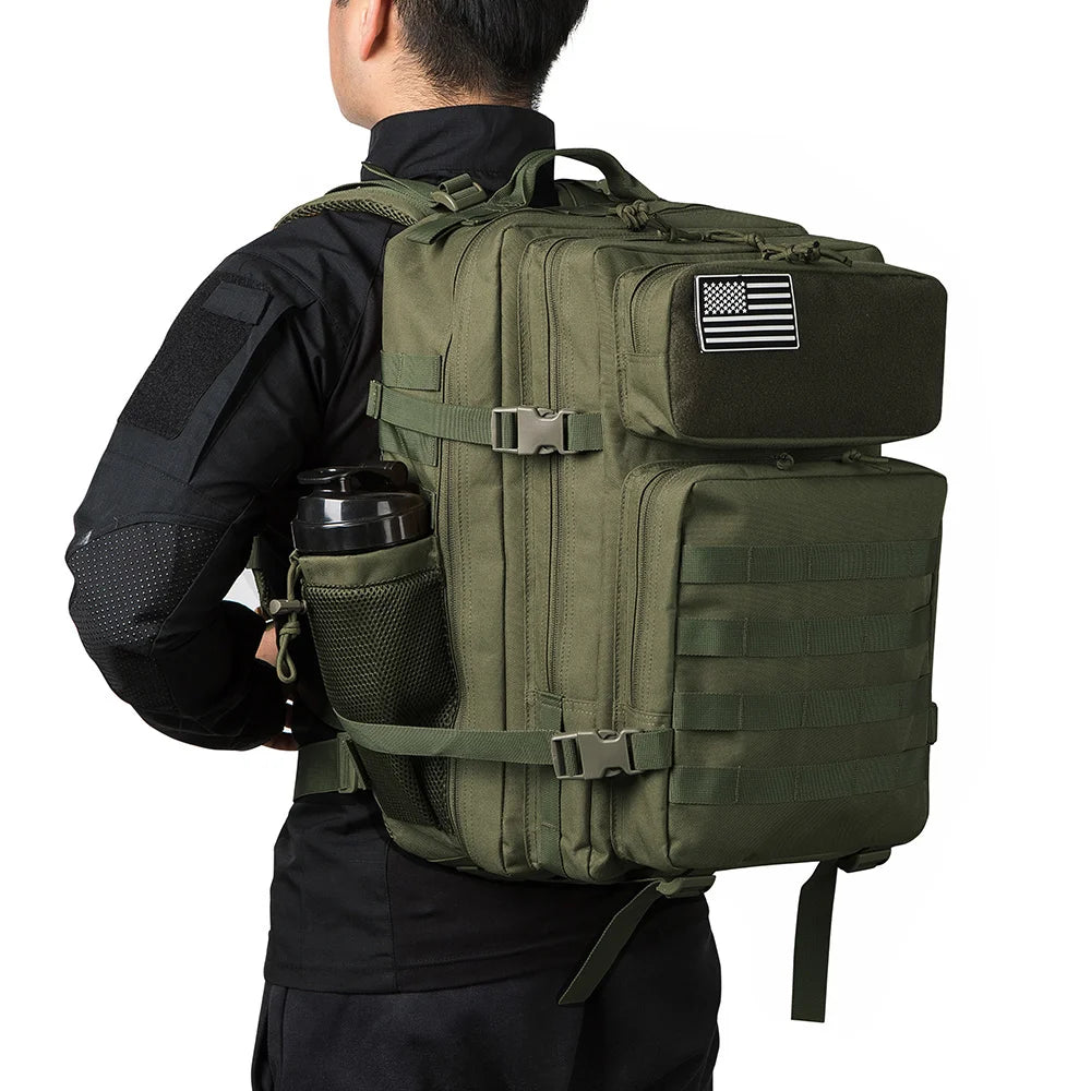 45L Tactical Backpack Molle System Men's Outdoor Hiking Rucksack with Bottle Holder EDC GYM Hunting Bag for Survival