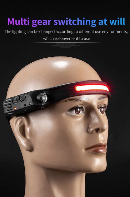6 Modes LED Induction Headlamp COB Sensor Head Lamp Rechargeable Built-in Battery Flashlight Outdoor Work Lighting Headlights