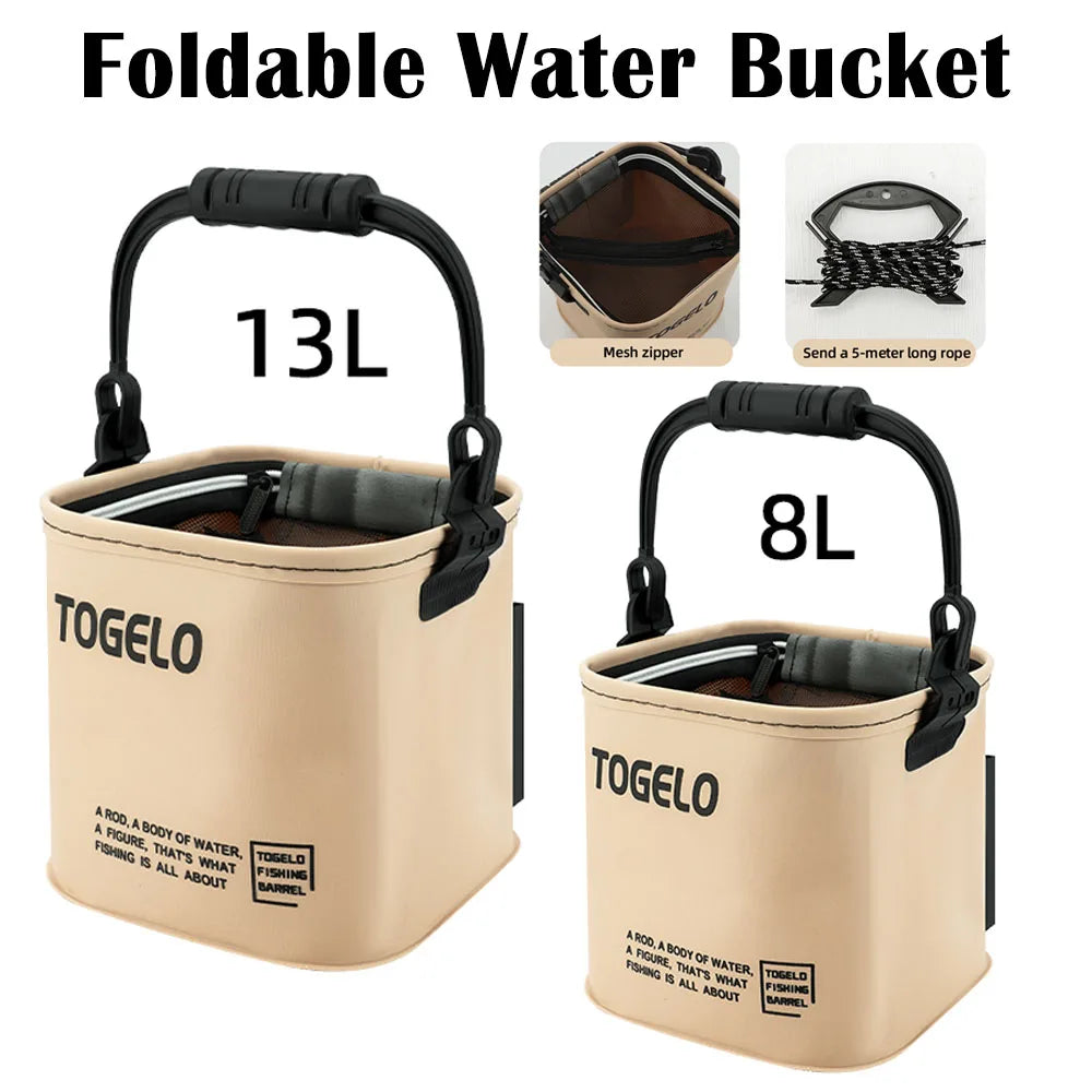 Foldable Live Fish Bucket with Rope