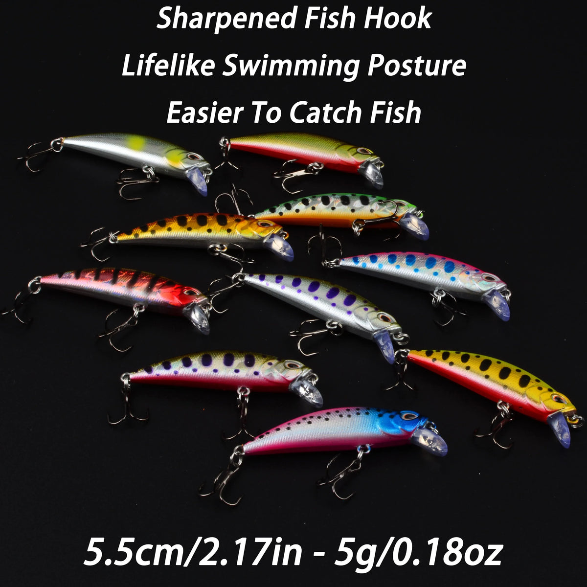 3D Eye Minnow Crankbait Lure Kit (15 Pack)