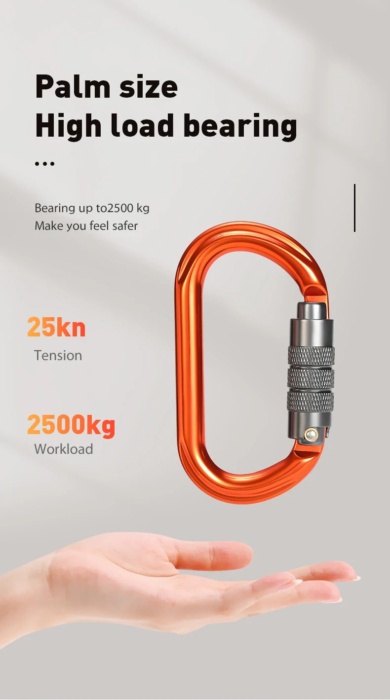 CLIWIZ Brand 25KN Auto Safety Lock Outdoor Professional Climbing Carabiner O Shape Aviation Aluminum Hooks