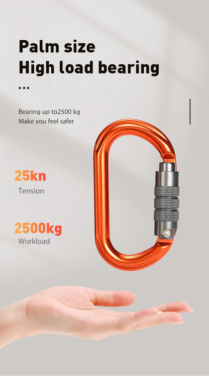 CLIWIZ Brand 25KN Auto Safety Lock Outdoor Professional Climbing Carabiner O Shape Aviation Aluminum Hooks