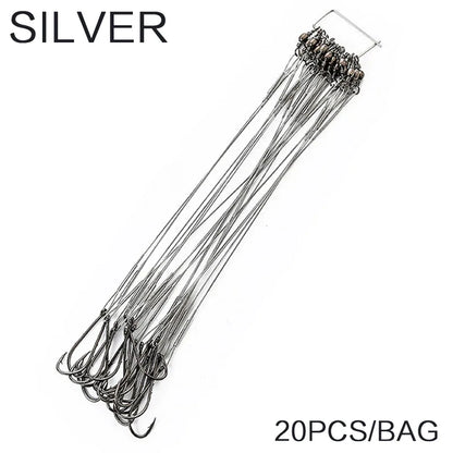 FLYSAND Steel Wire Leaders with Hook (20 Pack)