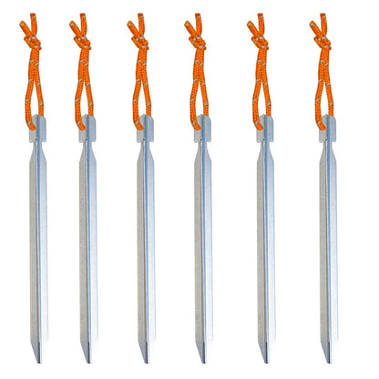 6Pcs Canopy Tent Pegs Aluminum Alloy Outdoor Garden Stakes Ground Nail With Cord For Camping Backpacking Hiking Tent Accessories