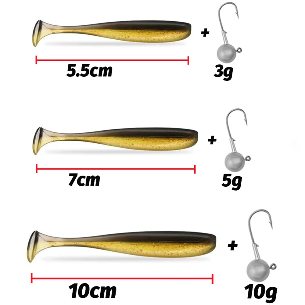GOBAIT T-Tail Worm and Jig Head Kit