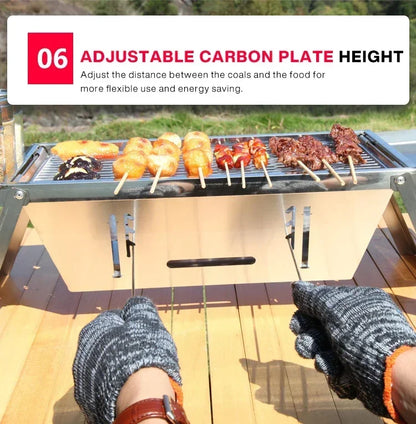 Stainless Steel Barbecue Stove Outdoor Charcoal Folding Barbecue Rack Household Small Folding Carbon Barbecue Skewer Stove BBQ