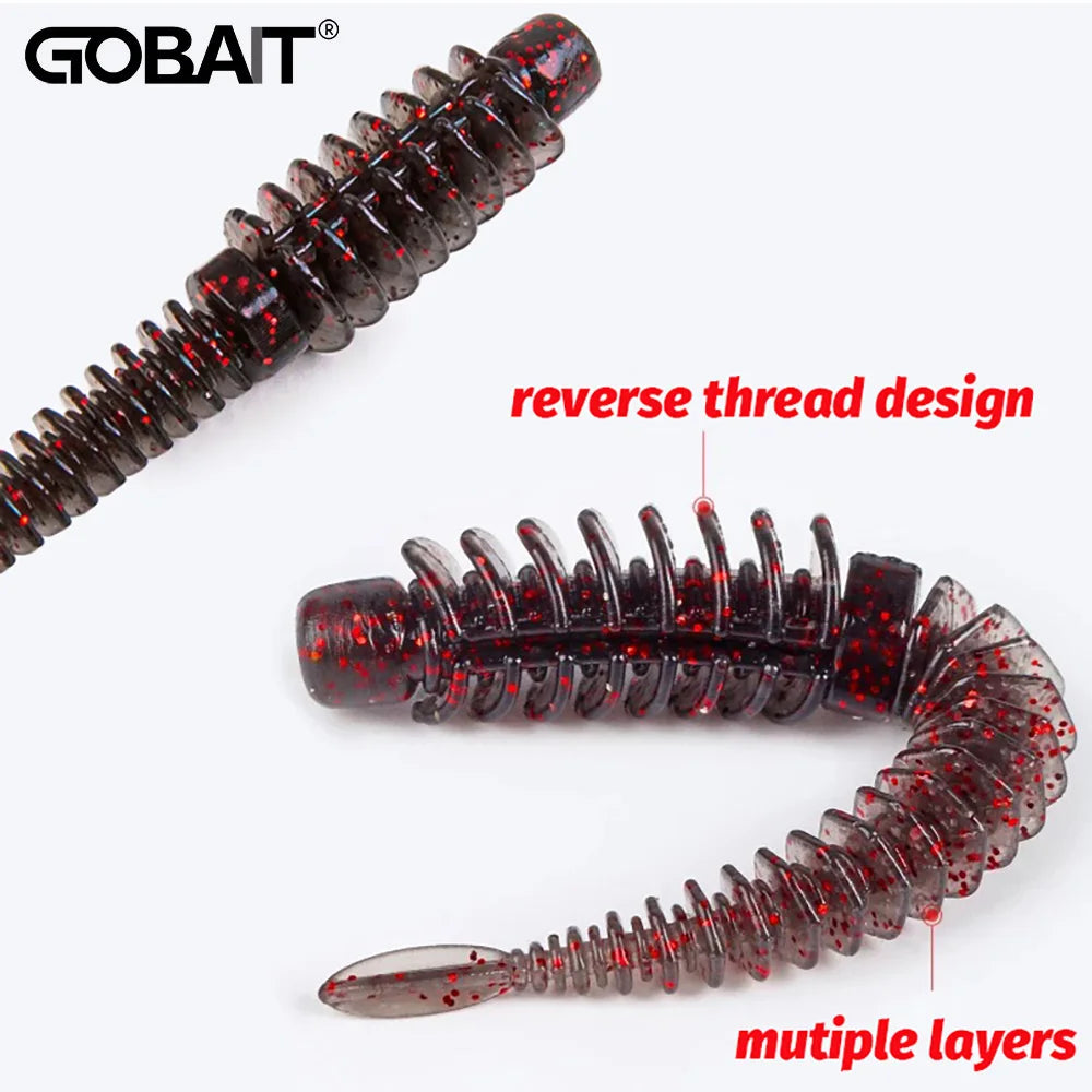 10PCS Soft Lures 6.5cm 7.5cm 8.5cm Thread TPE Worm Jig Hook Carp Fishing Tackle Pesca Swimbait Gear Fishy Flavor Kit Bait