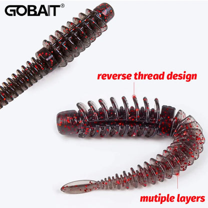 10PCS Soft Lures 6.5cm 7.5cm 8.5cm Thread TPE Worm Jig Hook Carp Fishing Tackle Pesca Swimbait Gear Fishy Flavor Kit Bait