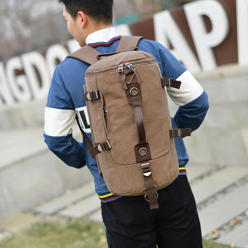 Men’s Canvas Travel Backpack – Large Capacity Mountaineering & Shoulder Bag