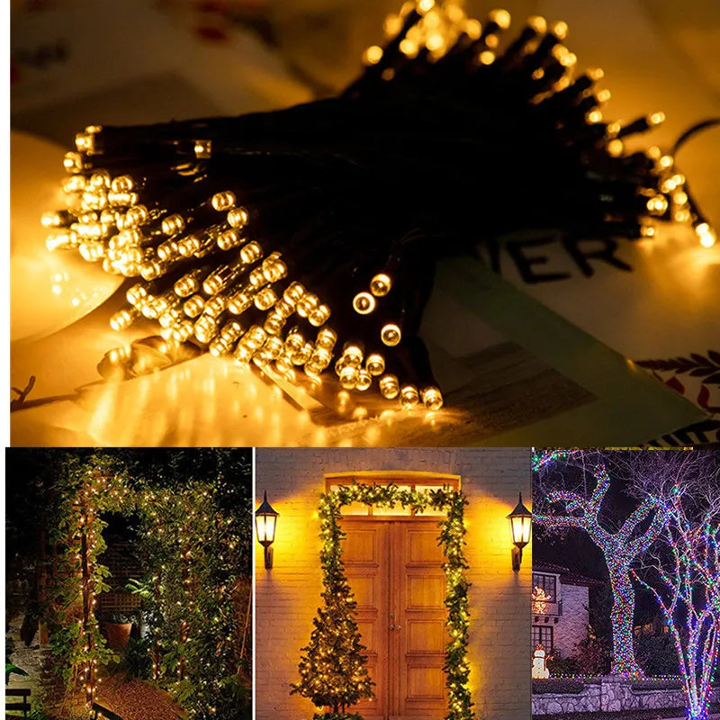 Solar String Light Fairy Outdoor Garden Waterproof Lamp 2025 Christmas Garland Xmas Holiday Party Home Halloween Decoration