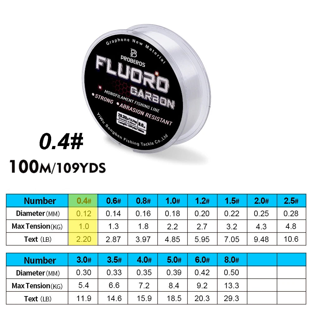 PRO BEROS Fluorocarbon Coated Line 100m (2.2-29.3 lb)