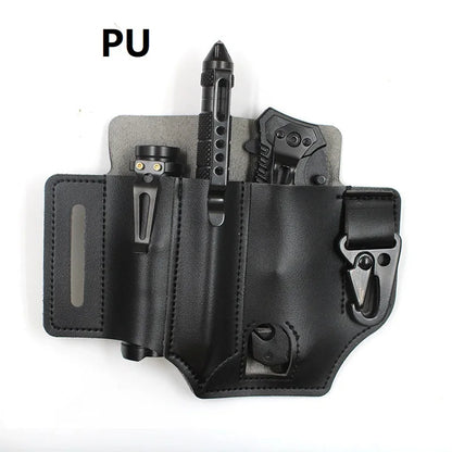 Outdoor Hunting Multi Tool Leather Bag, Portable Tool Storage Bag Leather Cover, Outdoor Camping Waist Leather Bag