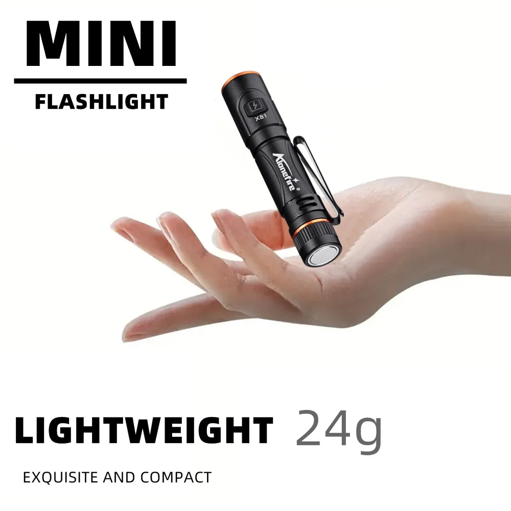 EDC Mini High Bright Pen Flashlight USB Rechargeable Magnet Small Pocket Torch Outdoor Camping Hiking Emergency Lighting Light