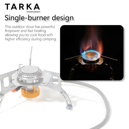 TARKA Backpacking Gas Burner Camping Stove with Adapter, Small Size Strong FireFire Heater with Storage Box, Camping Supplies