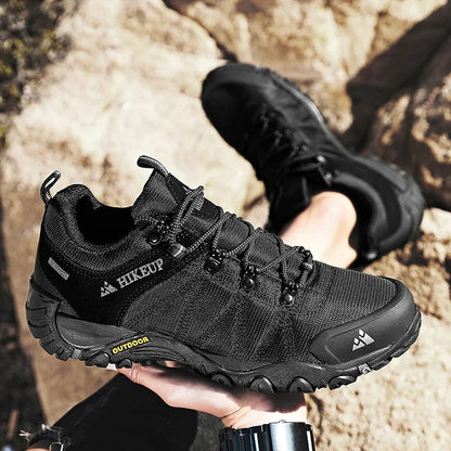 HIKEUP Non-slip Men Hiking Shoes Breathable Outdoor Wear Resistant Splashproof Climbing Men Sneaker Tourism Mountain Shoes