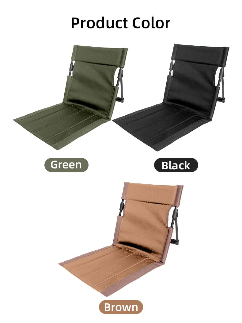 Lightweight Folding Low Back Chair, Portable Outdoor Leisure Recliner for Camping, Picnic, Fishing and Daily Outdoor Activities