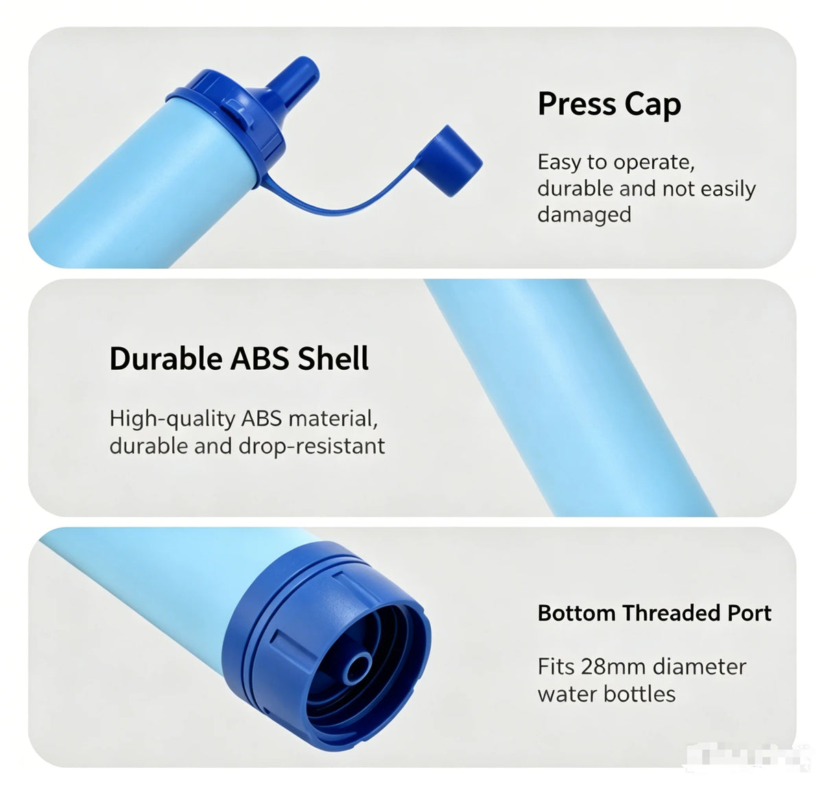 Portable Emergency Survival Water Filter Straw, Physical Purification Drinking Straw for Camping & Hiking