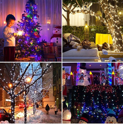 100M Leather LED Solar Fairy String Lights Waterproof Outdoor Garland High Power Solar Lamp for Garden Christmas Holiday Decor