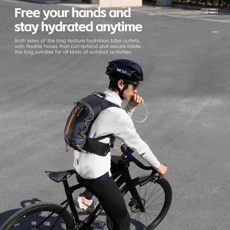 WEST BIKING 10L Cycling Backpack Lightweight Outdoor Sports Running Hiking Climbing Hydration Bag Waterproof Flodable Travel Bag
