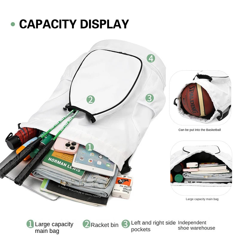 Custom logo outdoor Drawstring Sports Backpack Large Capacity badmintonta bag personality customization waterproof Nylon backpac
