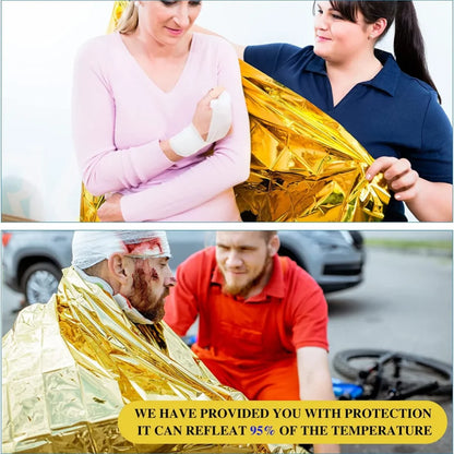 160*210cm Emergency Blanket Waterproof Keep Warm Blanket Camping Survival Tool Life Saving First Aid Insulation Tools  Gold