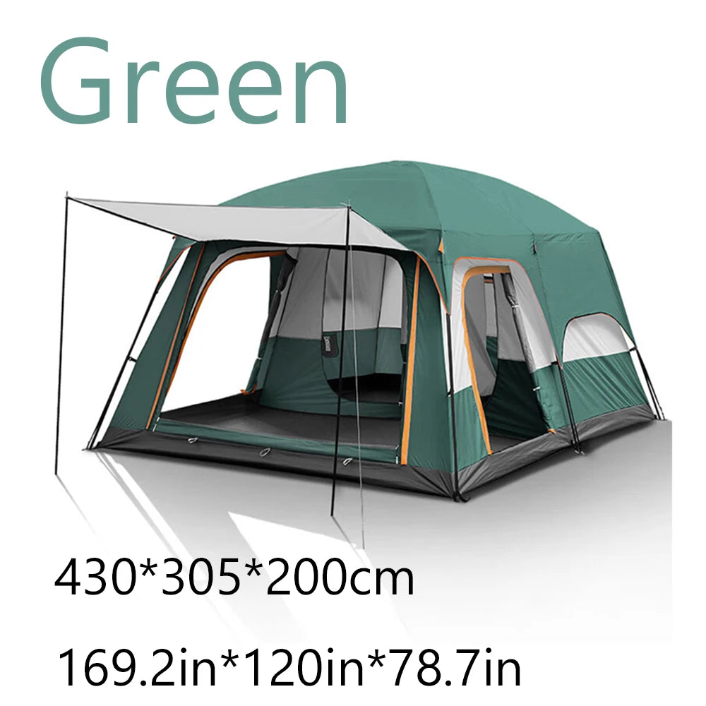 2025 Upgraded 4 Season Camping Tent 3-12 Person Waterproof Windproof Double Layer 2 Room Family Outdoor Backpacking Equipment
