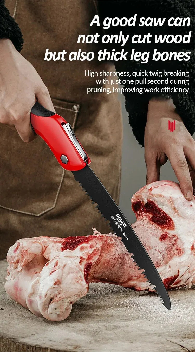 DELIXI ELECTRIC Folding Saw,SK5 Steel One-button Folding Design,Sharp Cutting Wood,Camping DIY,Garden Saw,Tree Chopper Knife