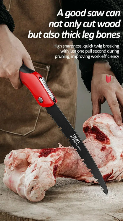 DELIXI ELECTRIC Folding Saw,SK5 Steel One-button Folding Design,Sharp Cutting Wood,Camping DIY,Garden Saw,Tree Chopper Knife