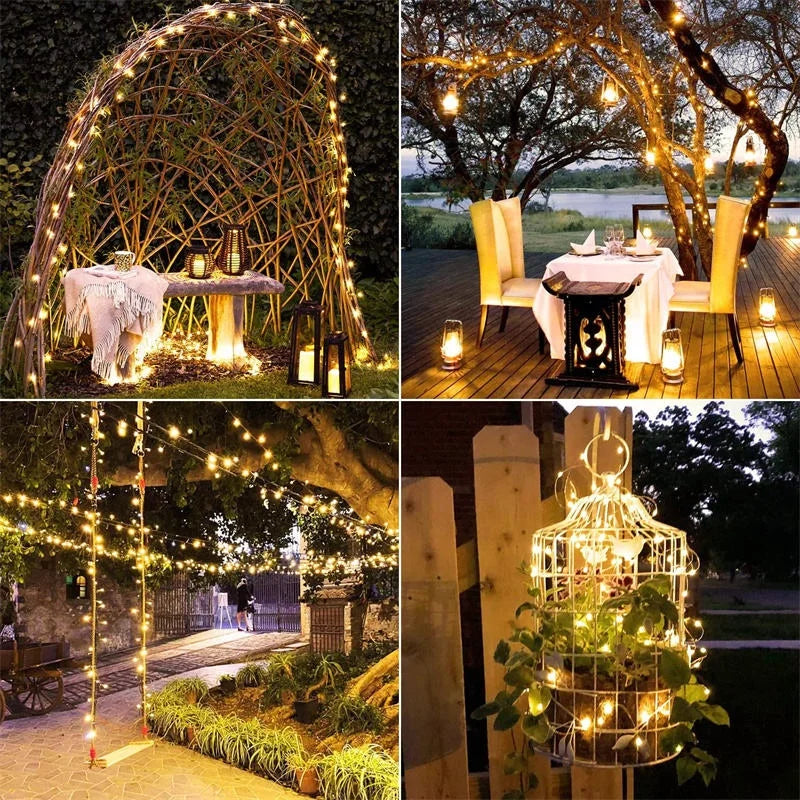 LED Solar Light Outdoor Garden Fairy String Light Waterproof Ambient Lamp for Christmas Patio Tree Party Camping Festive