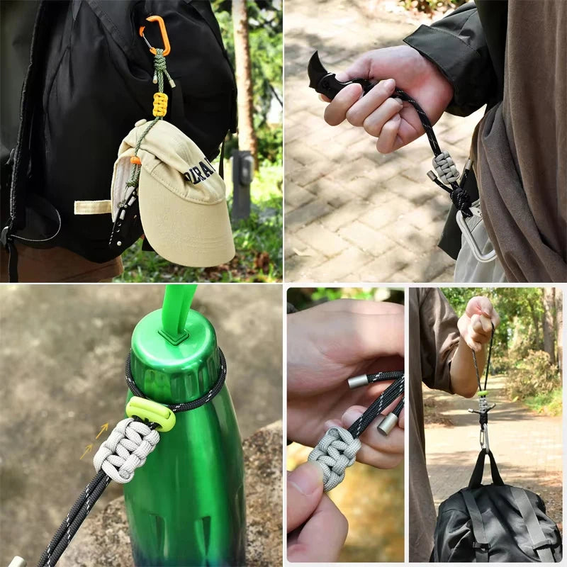 Quick-Release Paracord Water Bottle Hang Buckle Carabiner Portable Clip Multifunctional Hook for Outdoor Hiking Backpack