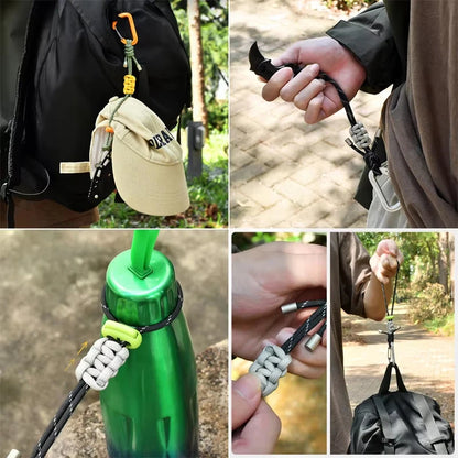 Quick-Release Paracord Water Bottle Hang Buckle Carabiner Portable Clip Multifunctional Hook for Outdoor Hiking Backpack