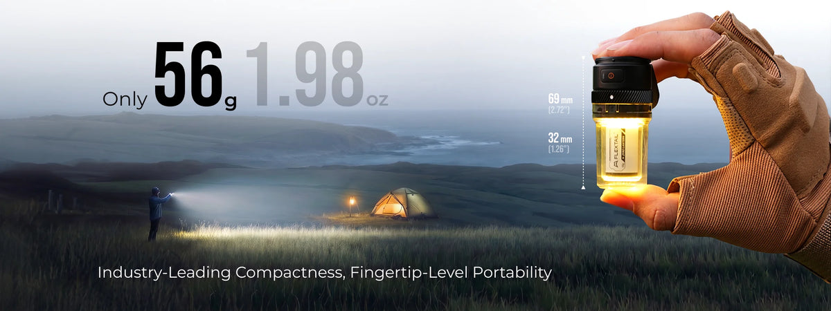 FLEXTAIL ZERO LANTERN - 56g Ultralight 2-in-1 Camping Light, 300LM Bright LED, IPX5 Waterproof for Hiking Camping