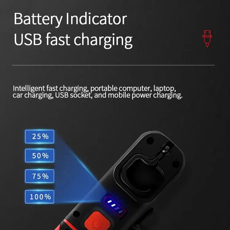 Portable USB Rechargeable Work Light Magnetic COB LED Flashlight Hanging Lamp with Built-in Battery Camping Torch