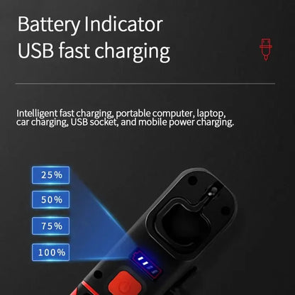 Portable USB Rechargeable Work Light Magnetic COB LED Flashlight Hanging Lamp with Built-in Battery Camping Torch