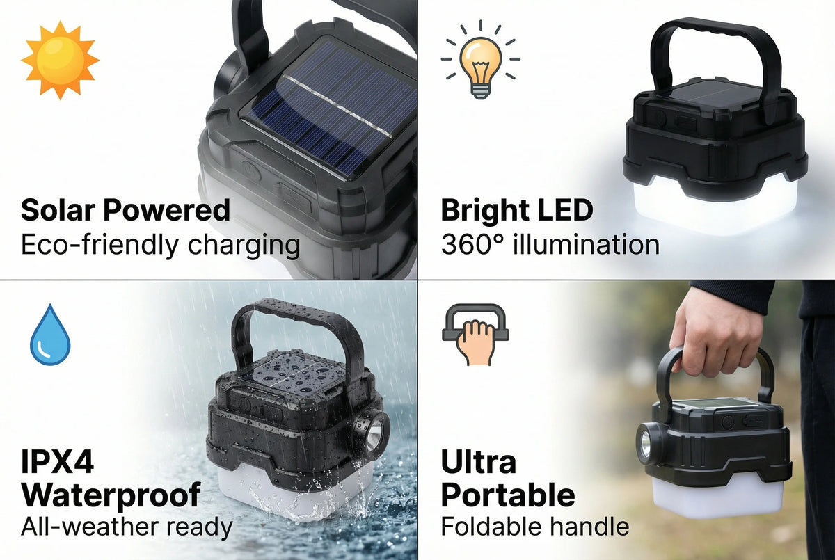 Solar Powered Camping Lantern with Ultra Long Battery Life for Outdoor Tent Emergency Lighting Home Use
