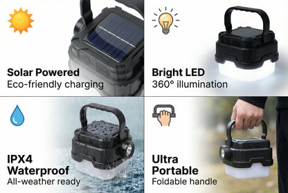 Solar Powered Camping Lantern with Ultra Long Battery Life for Outdoor Tent Emergency Lighting Home Use