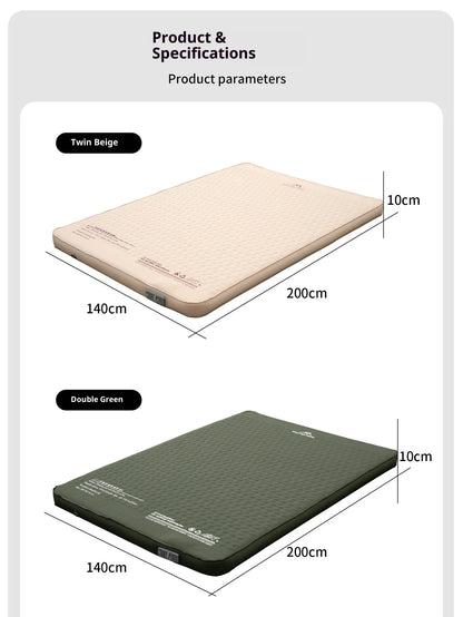 MOUNTAINHIKER Single Double Person Self-inflating Mattress Thick 10cm Compact Folding Camping Sleeping Bed Pad Air Mat Floor