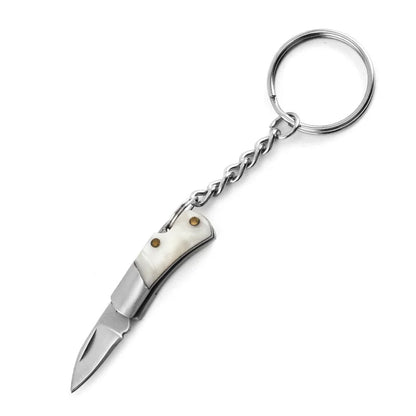 5cm Acrylic Mini Folding Knife Pendant Brass Wood Keychains Sharp Small Blade Portable Hanging Outdoor Camping Unboxing Knife