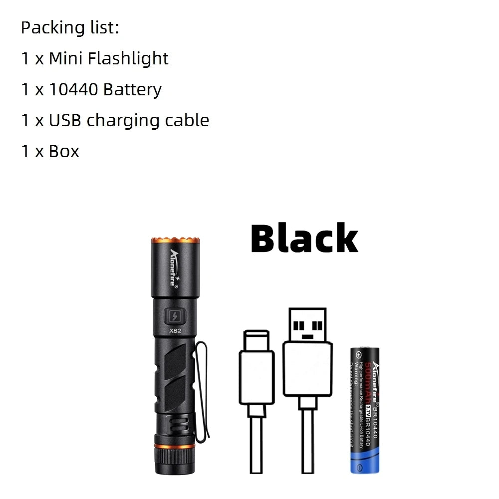 Zoom Mini EDC High Bright LED Pen Flashlight USB Rechargeable Magnet Small Torch Outdoor Camping Hiking Emergency Lighting Light