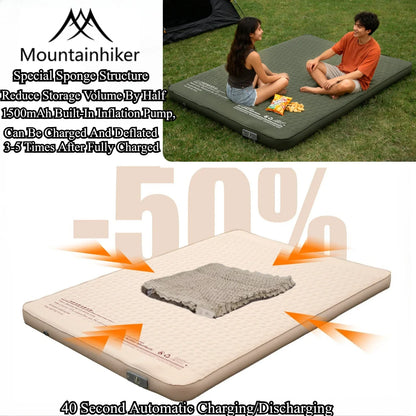 MOUNTAINHIKER Single Double Person Self-inflating Mattress Thick 10cm Compact Folding Camping Sleeping Bed Pad Air Mat Floor
