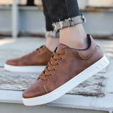 Men’s Leather Casual Sneakers – Comfortable Skateboard Shoes, Urban Style Fashion Trainers