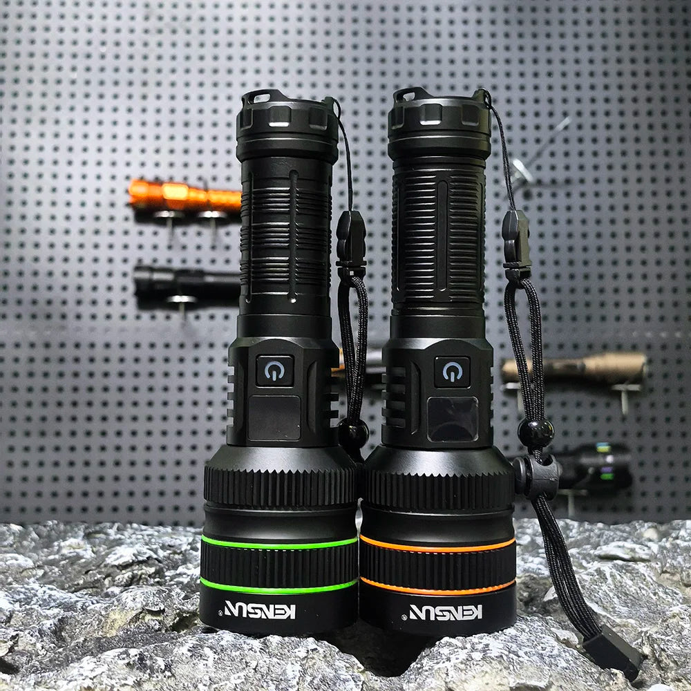 Bright Spotlight Long Range LED Flashlight Type-C Charging Strong Light Lamp Tactical Torch Waterproof Zoom Outdoor Lantern
