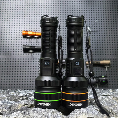 Bright Spotlight Long Range LED Flashlight Type-C Charging Strong Light Lamp Tactical Torch Waterproof Zoom Outdoor Lantern