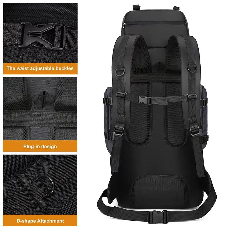 90 liters waterproof hiking camping mountaineering backpack, large capacity outdoor travel bag, backpacking sports equipment