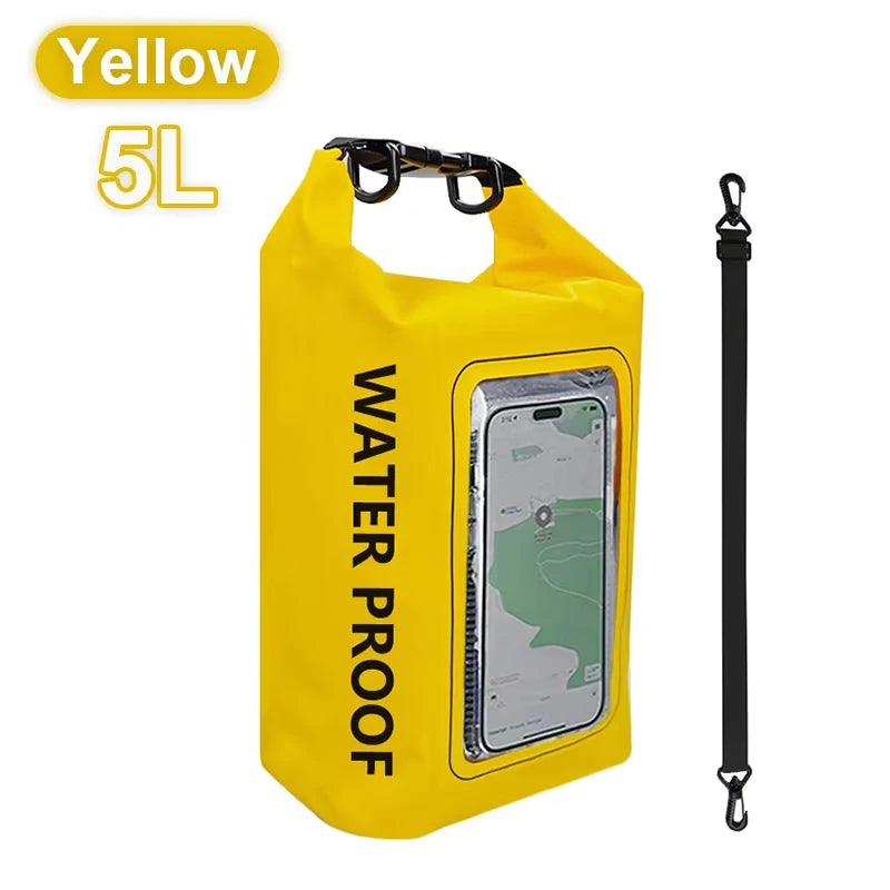 2L/5L PVC Swimming Waterproof Bag,Mobile Phone Waterproof Dry Bag for Trekking Drifting Rafting Surfing Boating Storage Bag